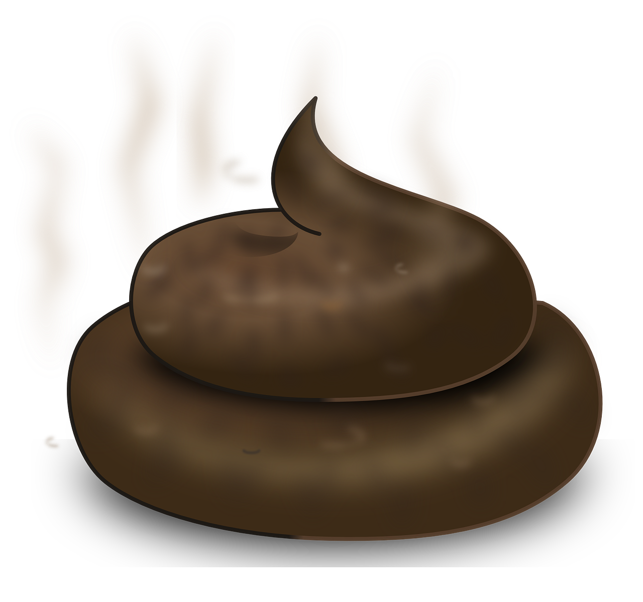 A pile of cartoon poop with stink lines rising from it, on a white background 