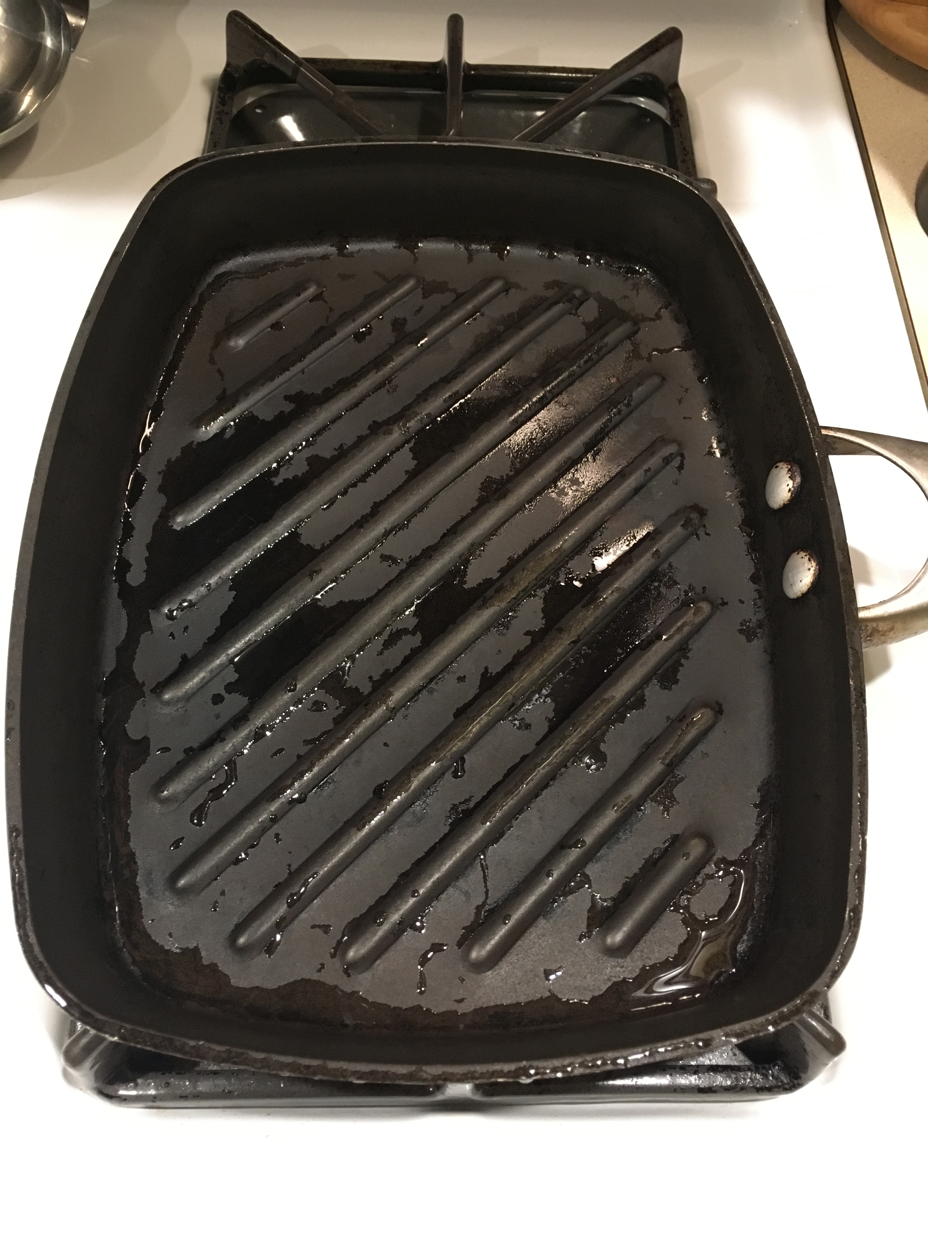 A panini grill pan gives you those beautiful lines across whatever you are grilling indoors on the stove. 